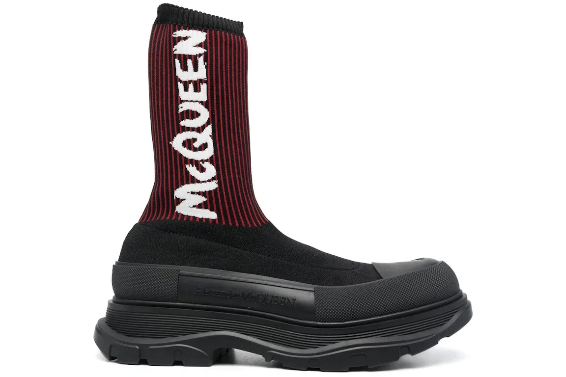 Alexander McQueen Tread Slick Sock Boot Black Red - 705671W4UD1 1550 - JP