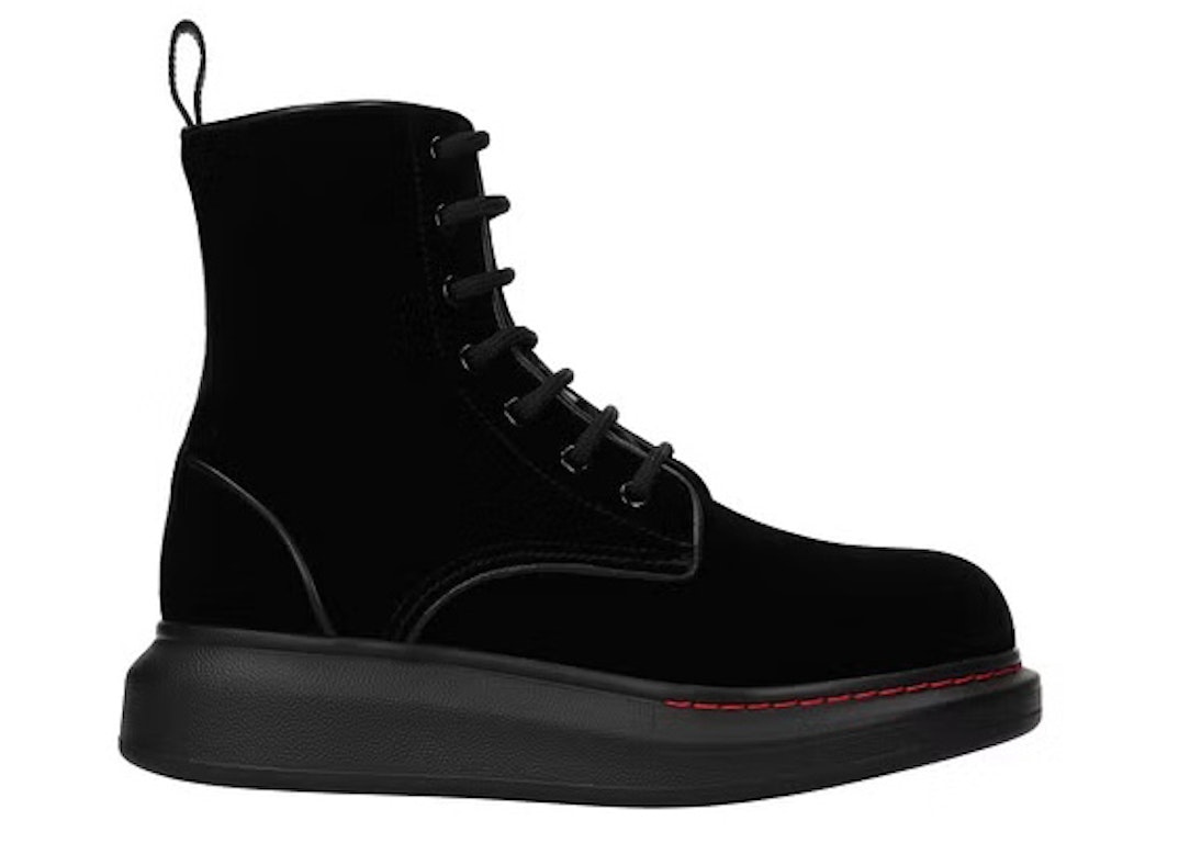 Pre-owned Alexander Mcqueen Hybrid Lace Up Boot Velvet Black (women's)
