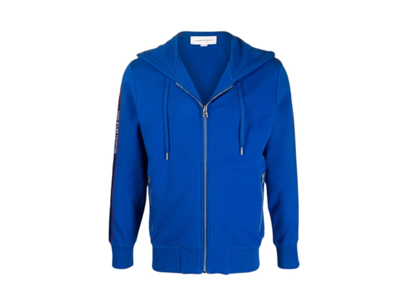 Alexander McQueen Taped Logo Zip Hoodie Blue Men's - US