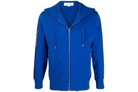Sudadera con capucha y logo estampado de Alexander McQueen, azul