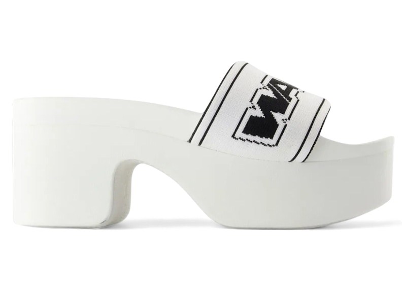 Pre-owned Alexander Wang Aw Webbing Platform Slide Black (women's) Sneakers In White