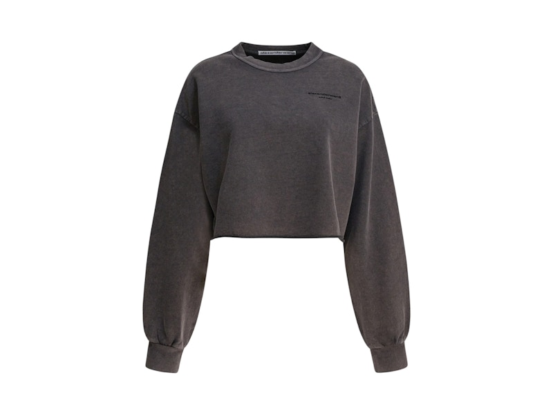 Alexander Wang Cropped Crewneck Washed Black - FW25 - US