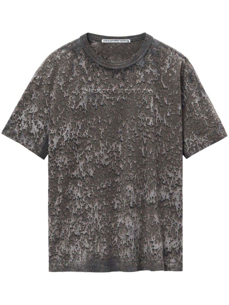 Alexander Wang Embossed Logo With Splatter Wash Tee Steel Grey