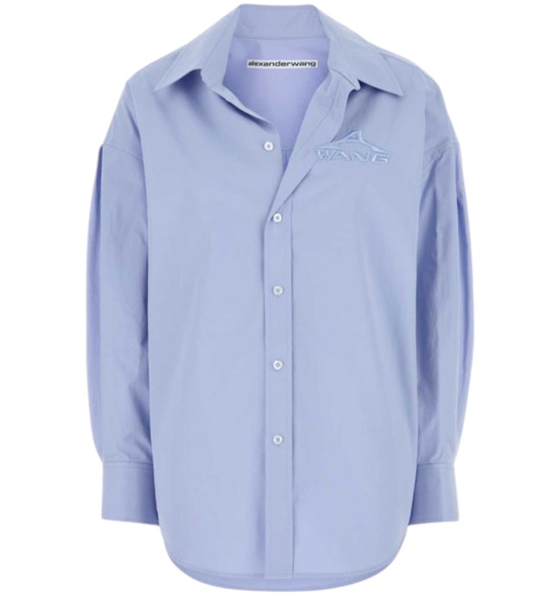 Alexander Wang Graphic Embroidery Oversized Shirt Oxford Blue - GB Alexander Wang Graphic Embroidery Oversized Shirt Oxford Blue - GB
