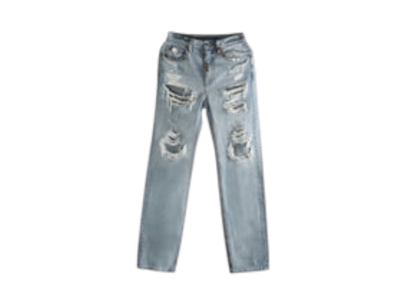 Pre-owned Alexander Wang Women's  Hardware Distressed Ez Mid Rise Jean In Light Powder Blue