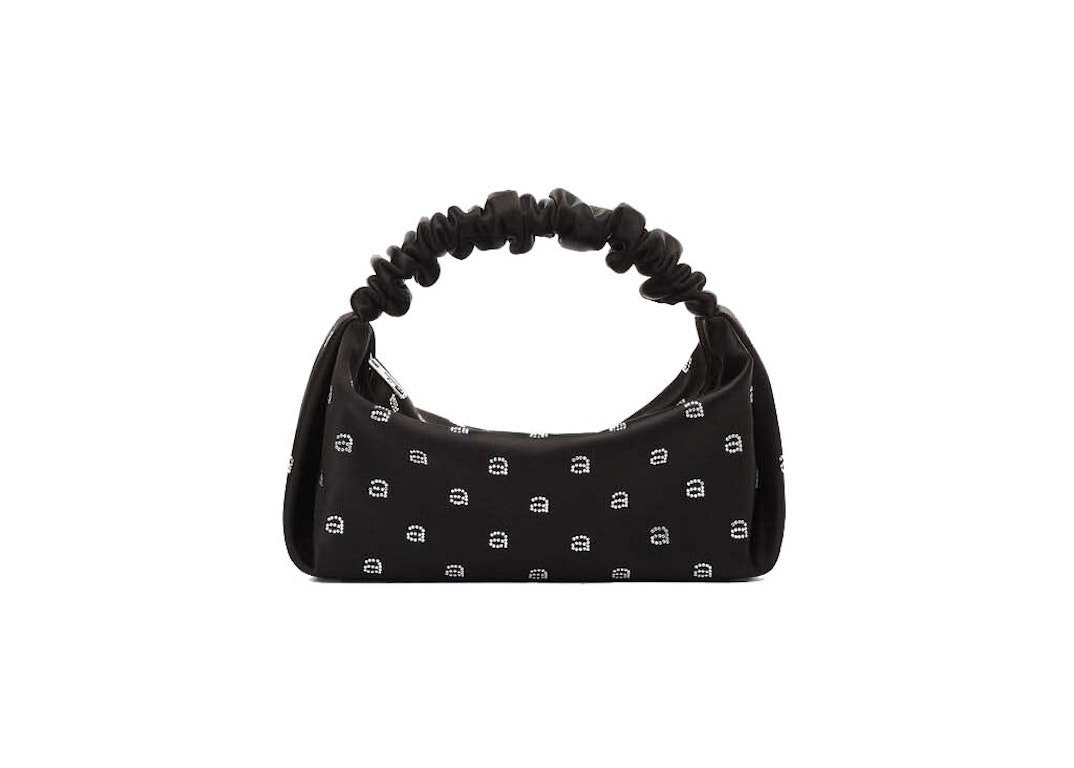 Pre-owned Alexander Wang Hotfix Scrunchie Mini Bag In Satin Black/crystal