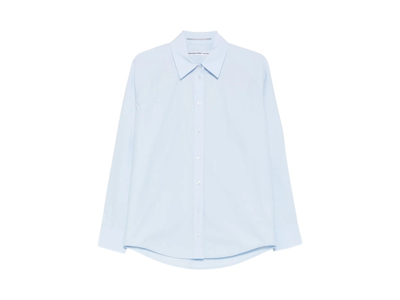 Pre-owned Alexander Wang Women's  Necklace Oversized Button Down Shirt In Oxford Blue
