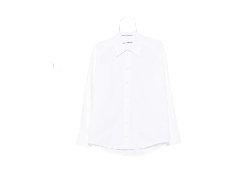 Pre-owned Alexander Wang Women's Necklace Oversized Button Down Shirt In White