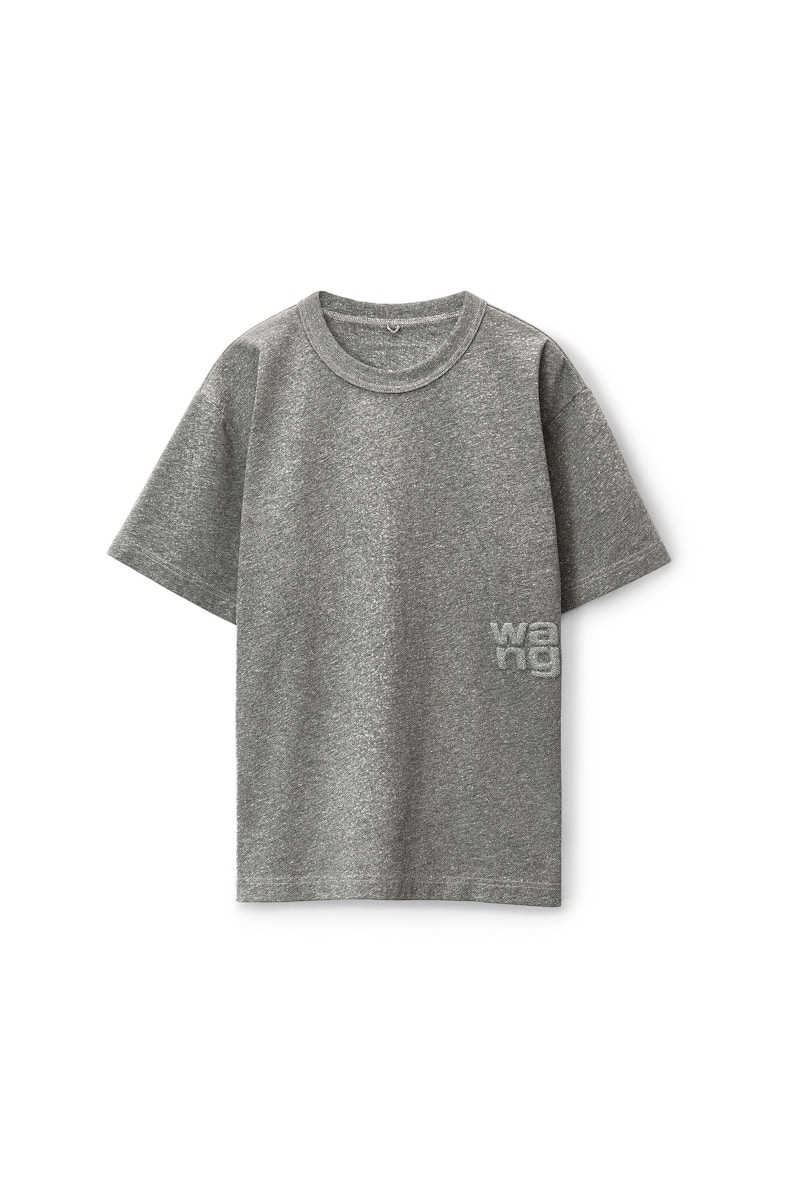 Alexander Wang Puff Logo Tee In Glitter Jersey Sidewalk - US