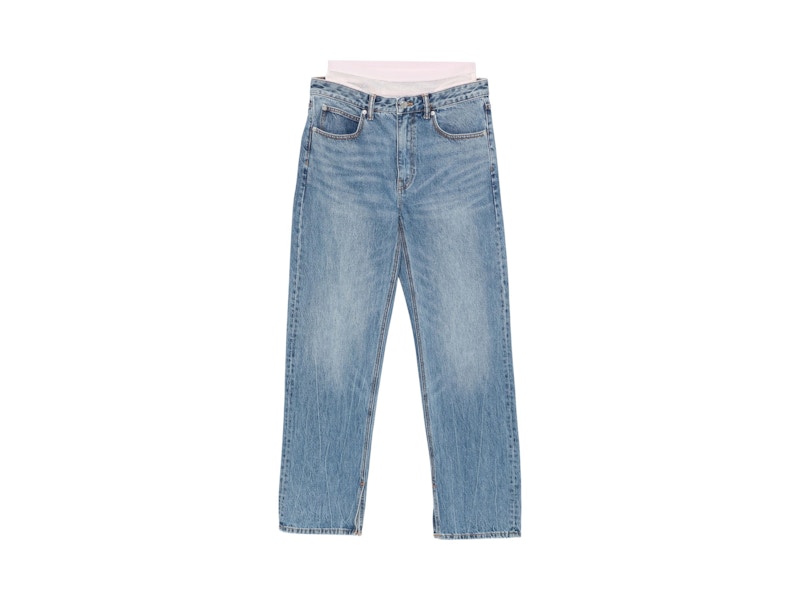 Pre-owned Alexander Wang Women's Slit Hem Jean Prestyle Hotfix Mesh Undie In Medium Indigo