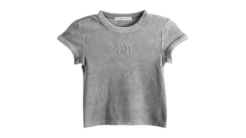 Alexander Wang Damen-Babyring-T-Shirt aus gewaschenem Aluminium