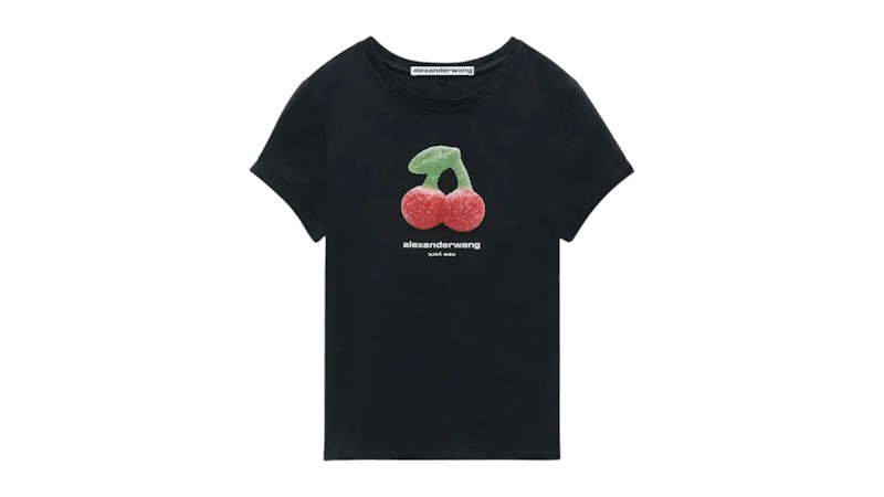 Alexander Wang Women's Cher Ry Graphic Fitted Ringer Tee Washed Black