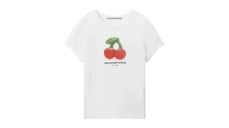 Alexander Wang Women's Cherry Graphic Fitted Ringer Tee White