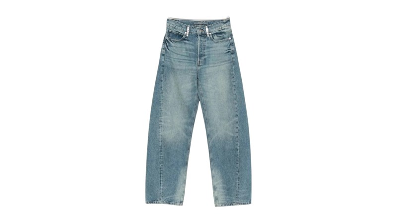 Alexander Wang Women's Crystal Beltloops Float Mid Rise Relaxed Jean Tan