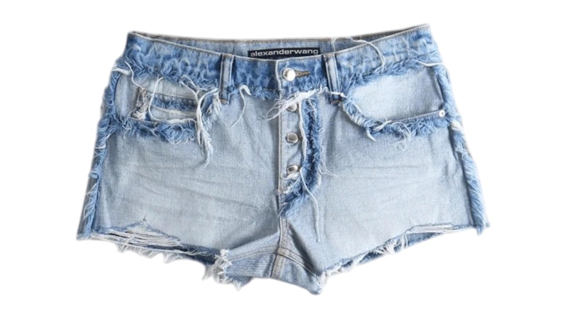 Alexander Wang Women's Emboss Logo Inverted Mid Rise Short Inverted Bleach Blue