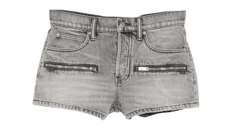 Alexander Wang Women's Horizontal Zips Silk Prestyle Mid Rise Short Washed Grey