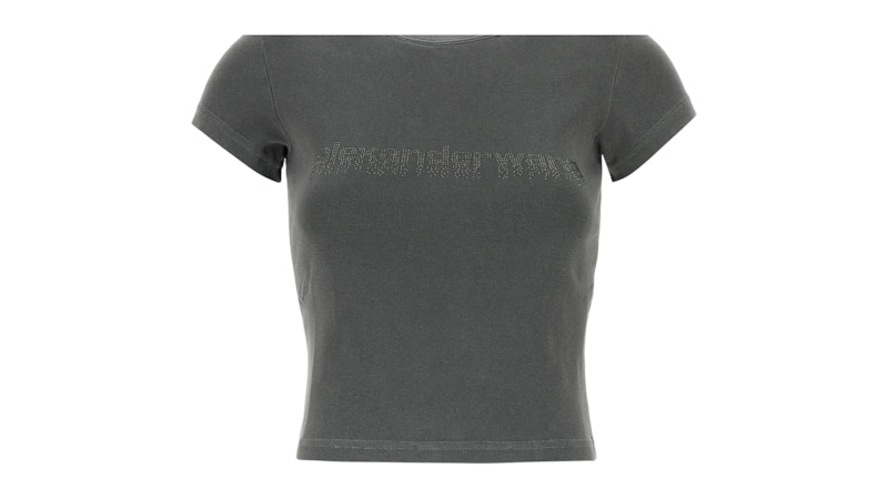 Alexander Wang Women's Hotfix Graphic Baby Tee Grey - SS26 - US