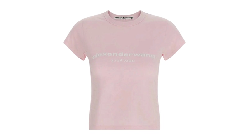 Alexander Wang Women's Hotfix Logo Baby Tee Light Pink - SS26 - US