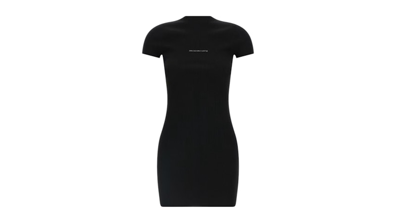 Alexander Wang Women's Jacquard Logo Short Sleeve Crewneck Mini Dress Black  - SS26 - US