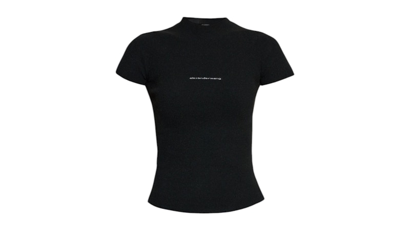 Alexander Wang Women's Jacquard Logo Short Sleeve Crewneck Top