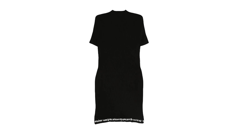 Alexander Wang Women's Logo Ribbed Ss Dress Black - SS26 - US