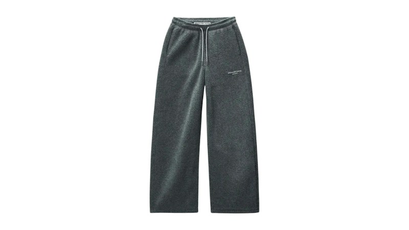 Alexander Wang Women's RH Inestone Drawcord Mid-Rise Pant Dark Grey Melange
