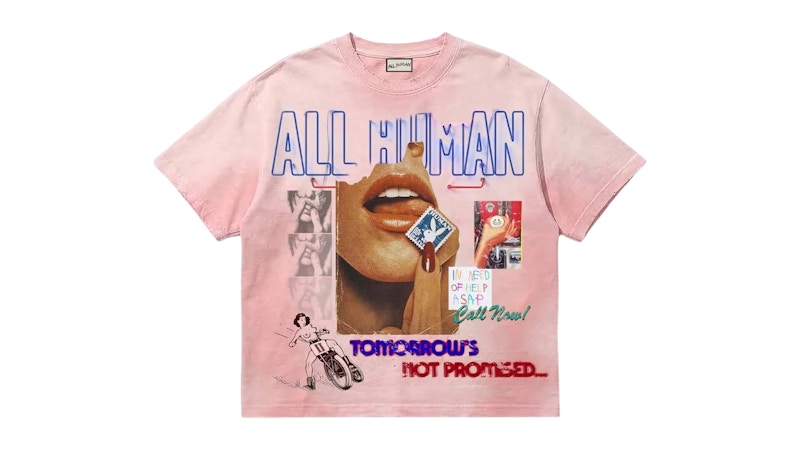 All Human Digits Tee Light Pink Wash
