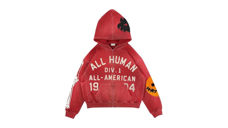 All Human Full Zip Hoodie Red Wash