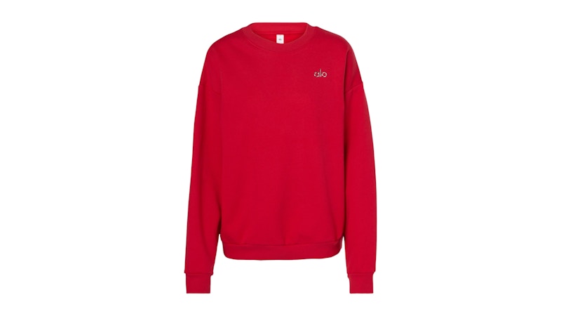 Pre-owned Alo Yoga Women's  Accolade Cottonblend Terry Sweatshirt In Bold Red