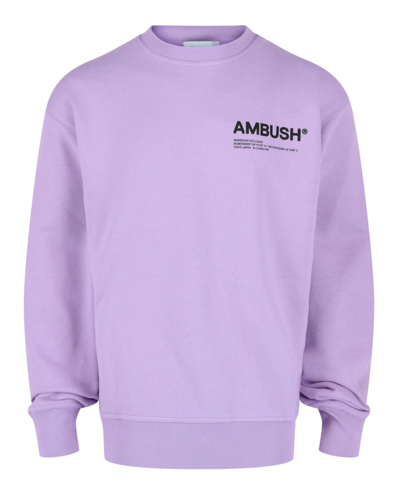 Pre-owned Ambush Men's  Fleece Workshop Crewneck Sweatshirt Sweater In Purple