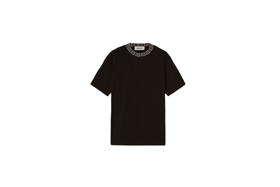Pre-owned Ambush Monogram Rib Collar T-shirt Black