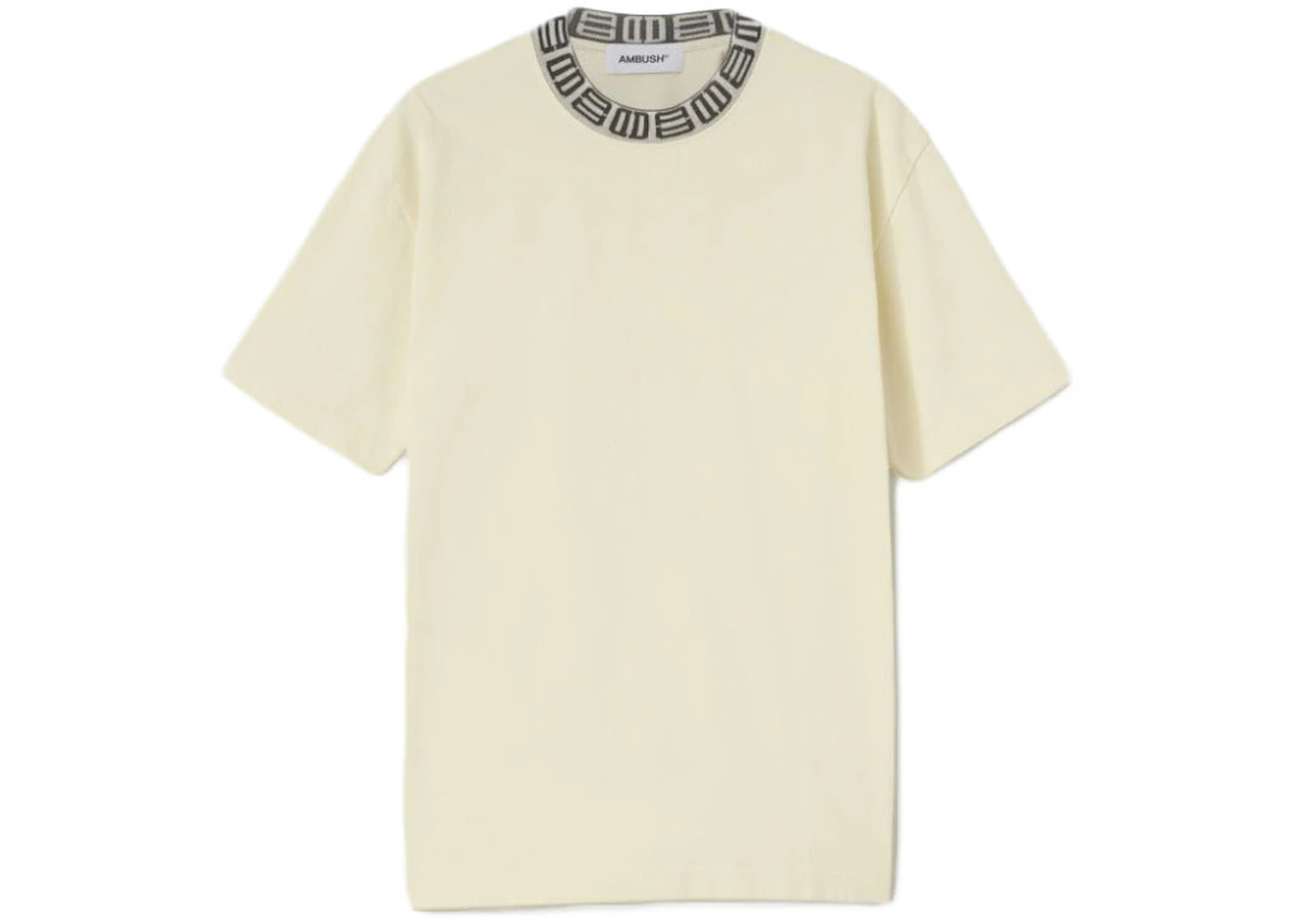 Ambush Monogram Rib Collar T-shirt White/Asparagus Men's - FW22 - US