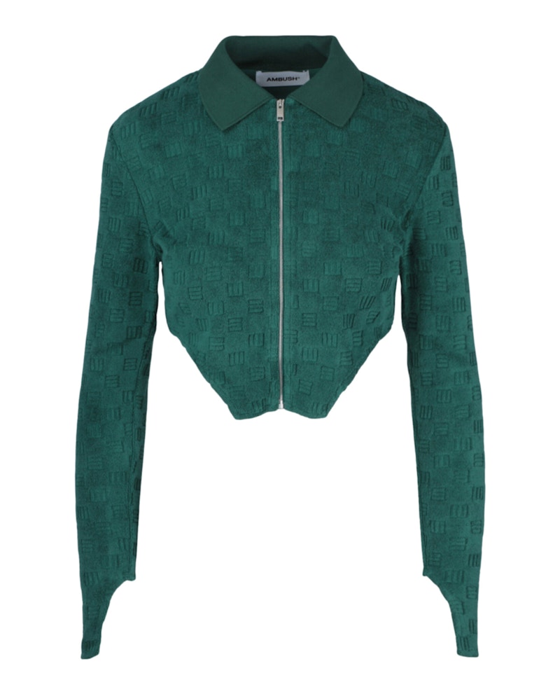 Ambush Monogram Giacca corta aderente con zip Verde