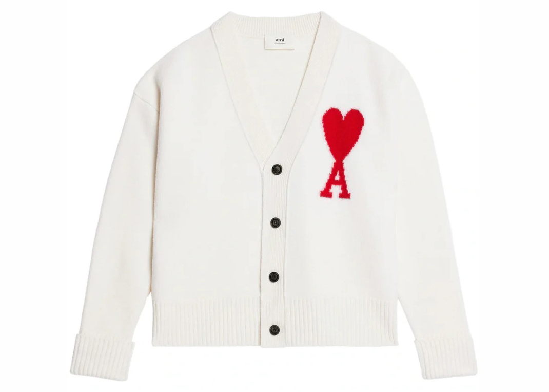 Ami Paris ADC Cardigan Off White/Red - SS23 - JP