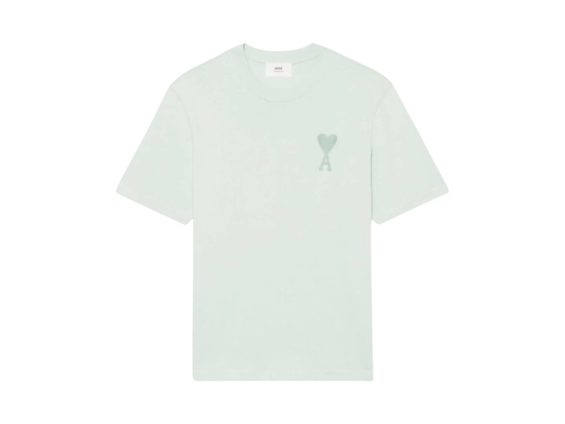 Pre-owned Ami Alexandre Mattiussi Men's Ami Paris Ami De Coeur Toneontone T-shirt In Aqua In Blue