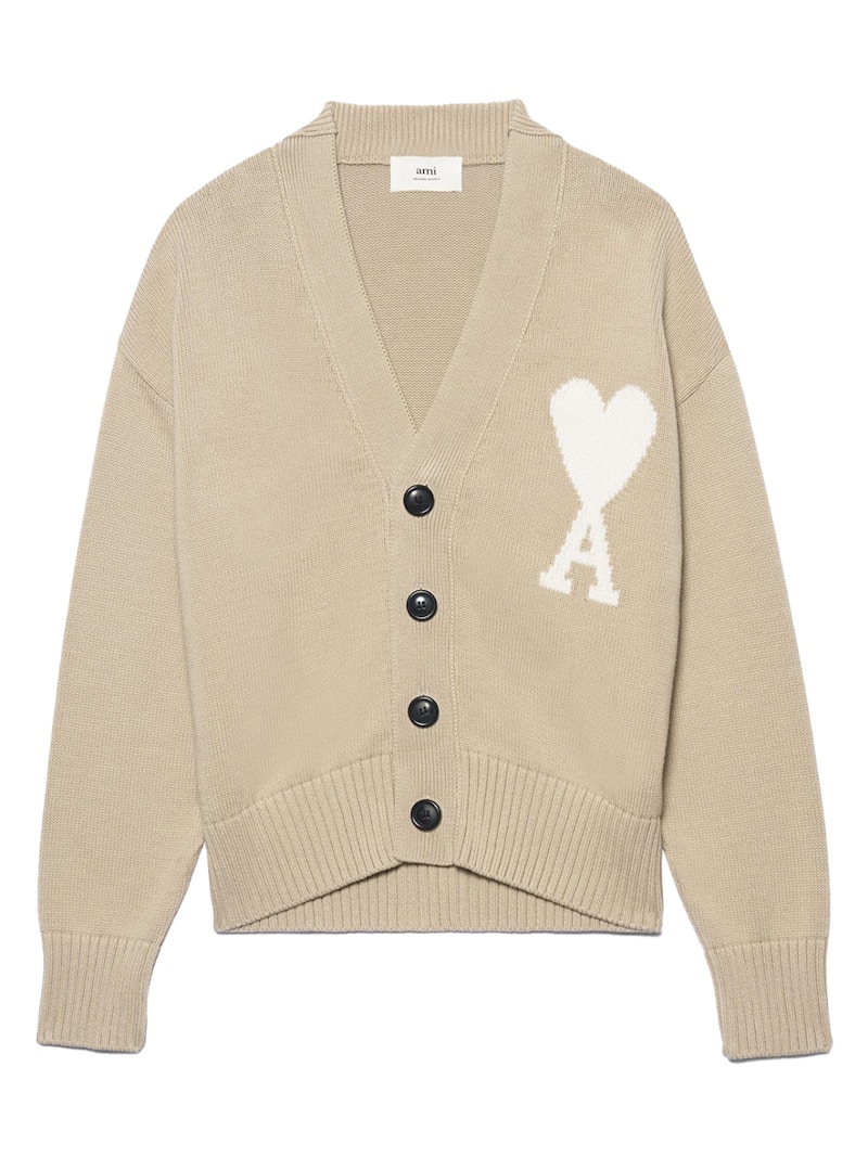 Ami Paris Ami De Coeur Boxy Fit Cardigan Beige/White メンズ - JP