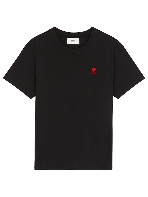 Pre-owned Ami Alexandre Mattiussi Ami Paris Ami De Coeur Classic Fit T-shirt Black/red