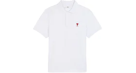 Ami Paris Ami De Coeur Embroidered Polo Shirt White/Red