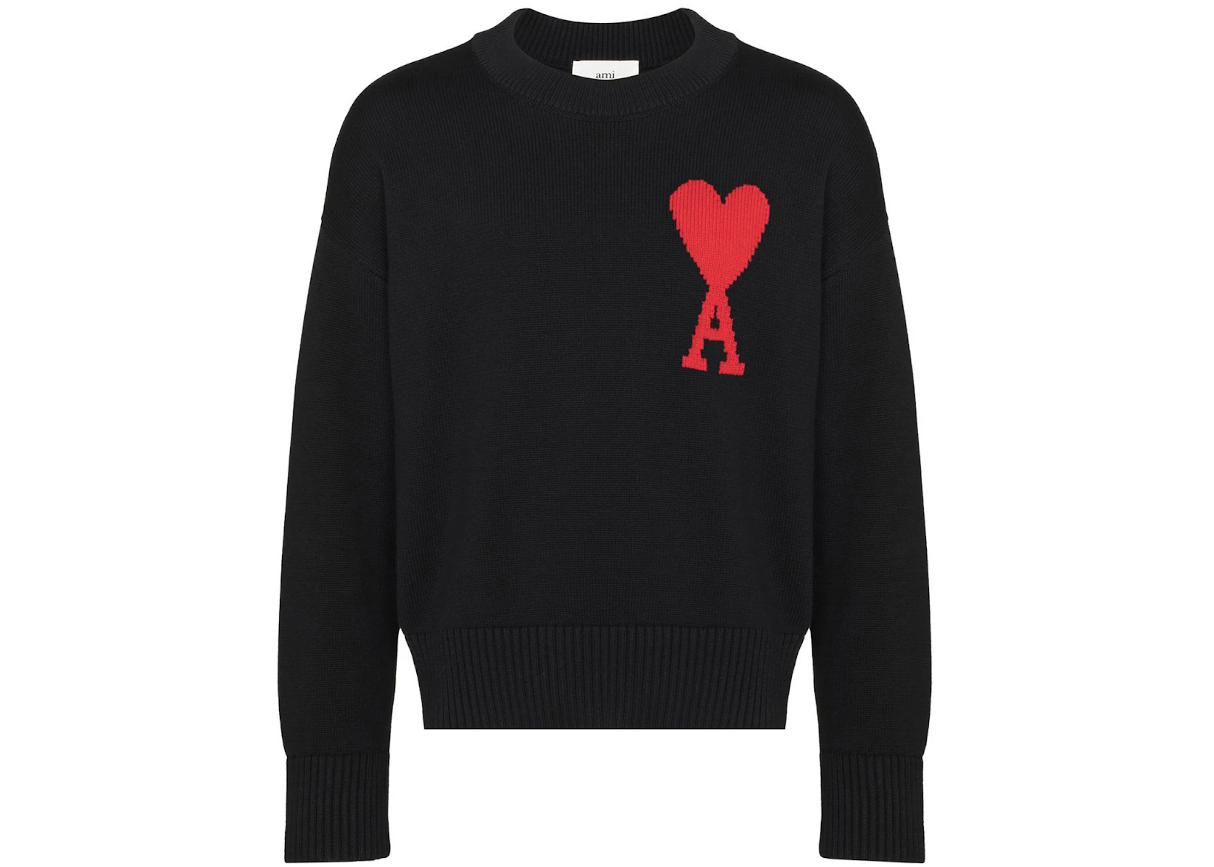 Græder nød Persuasion Ami Paris Ami De Coeur Intarsia Merino Wool Oversized Sweater Black - FW22  - US
