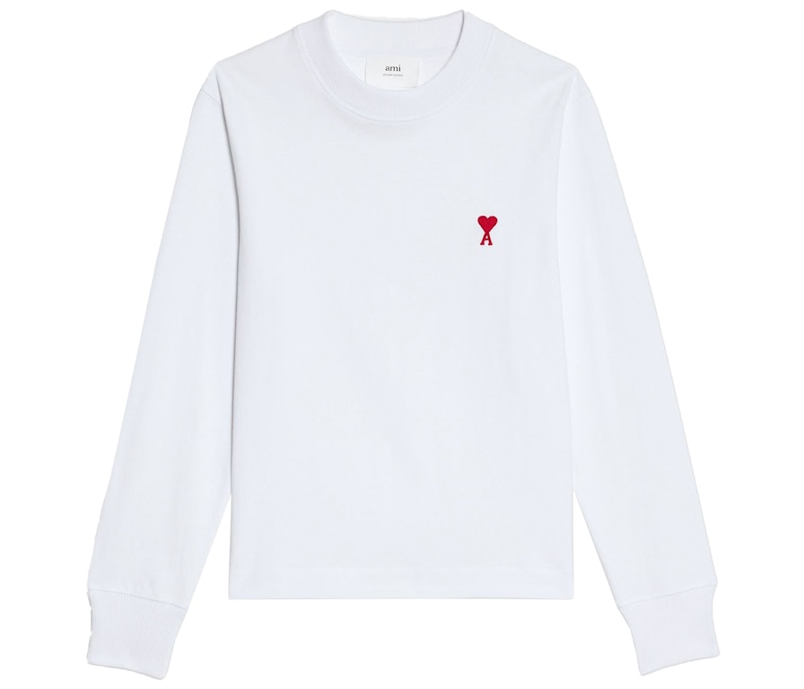 Pre-owned Ami Alexandre Mattiussi Ami Paris Ami De Coeur Long Sleeved T-shirt White