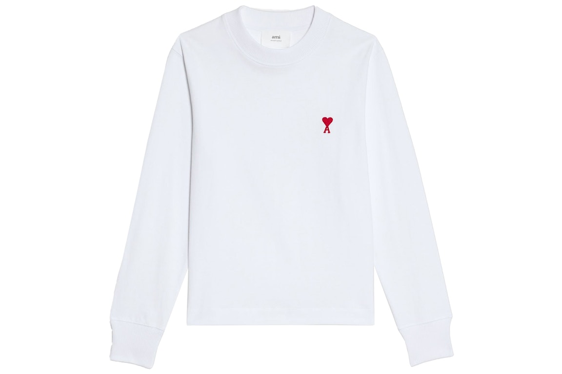 Pre-owned Ami Alexandre Mattiussi Ami Paris Ami De Coeur Long Sleeved T-shirt White