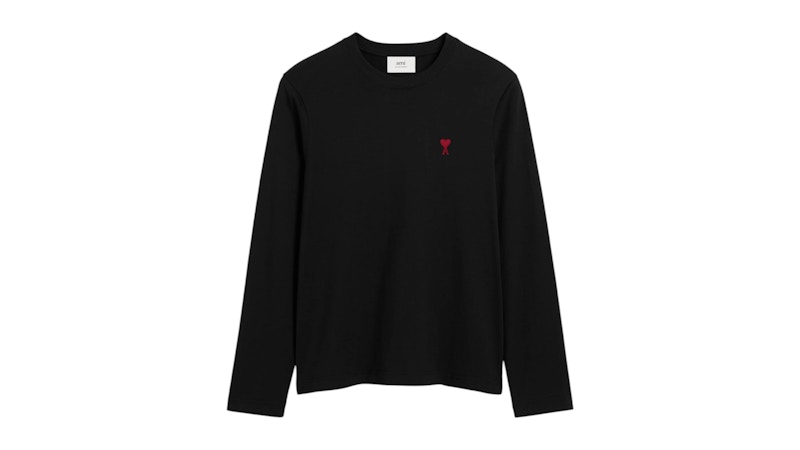 AMI PARIS■Ami de Coeur ロングスリーブ Tシャツ Black Ami Paris Ami De Coeur Long Sleeves T-shirt Black - US