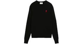 Ami Paris Ami De Coeur Merino Wool Crewneck Sweater Black/Red