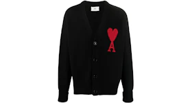 Ami Paris Ami De Coeur Merino Wool Oversize Cardigan Black/Red
