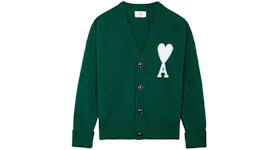 Ami Paris Ami De Coeur Merino Wool Oversize Cardigan Green/White