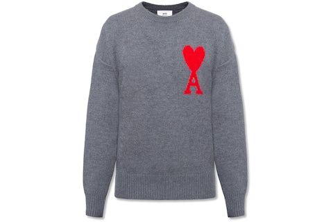 Ami Paris Ami De Coeur Merino Wool Oversized Crewneck Sweater