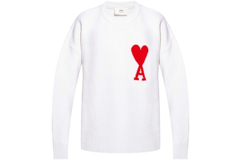 Off White Sweater Ami Big Heart Sweatshirt Ami Paris Ami De Coeur
