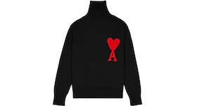 Ami Paris Ami De Coeur Oversize Funnel Neck Sweater Black/Red