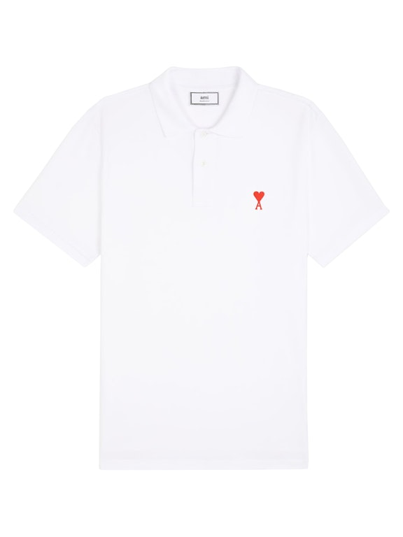 Pre-owned Ami Alexandre Mattiussi Ami Paris Ami De Coeur Polo Shirt White/red