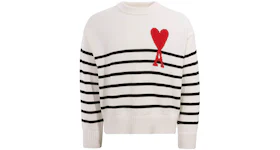 Ami Paris Ami De Coeur Striped Sweater White